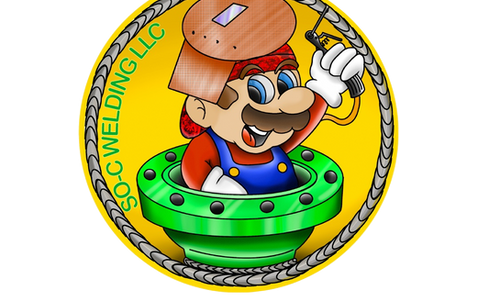 Super Mario Welding Inc – Logo de Soldadura con Mario, Diseño Creativo para Empresas